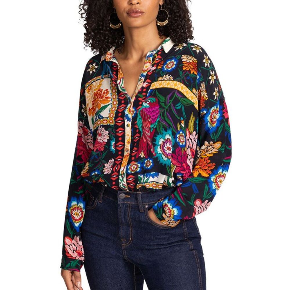 Johnny Was Womens Audrey Silk Shirt - Picture 1 of 3